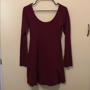 Deep Red Long Sleeve Dress